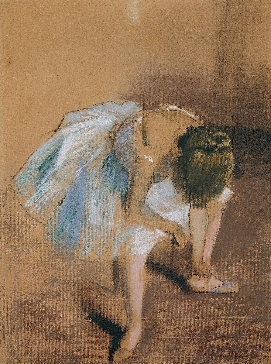 Dancer Adjusting Her Slipper Painting by Edgar Degas Reproduction Oil on Canvas - blue surf art .com