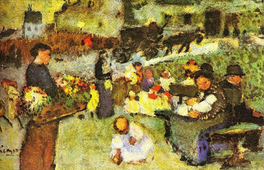 Flower seller by Pablo Picasso. Picasso artworks, Picasso wall art, Picasso canvas art, Picasso reproduction for sale, Picasso oil painting on canvas, Blue Surf Art