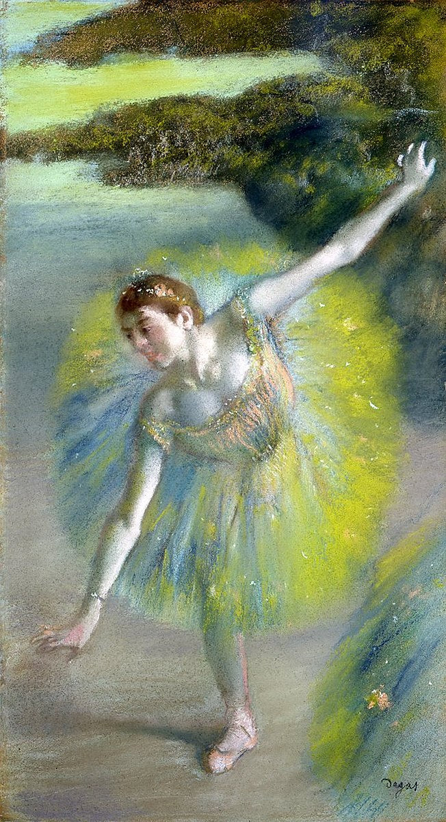 Dancer in Green Painting by Edgar Degas Reproduction Oil on Canvas - blue surf art .com