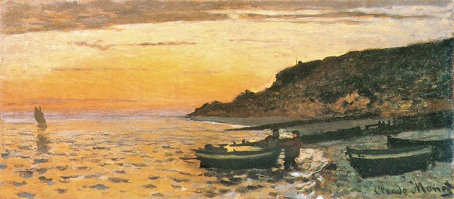 Seacoast at Saint-Adresse, Sunset by Claude Monet. Masterpiece, reproduction by Blue surf Art