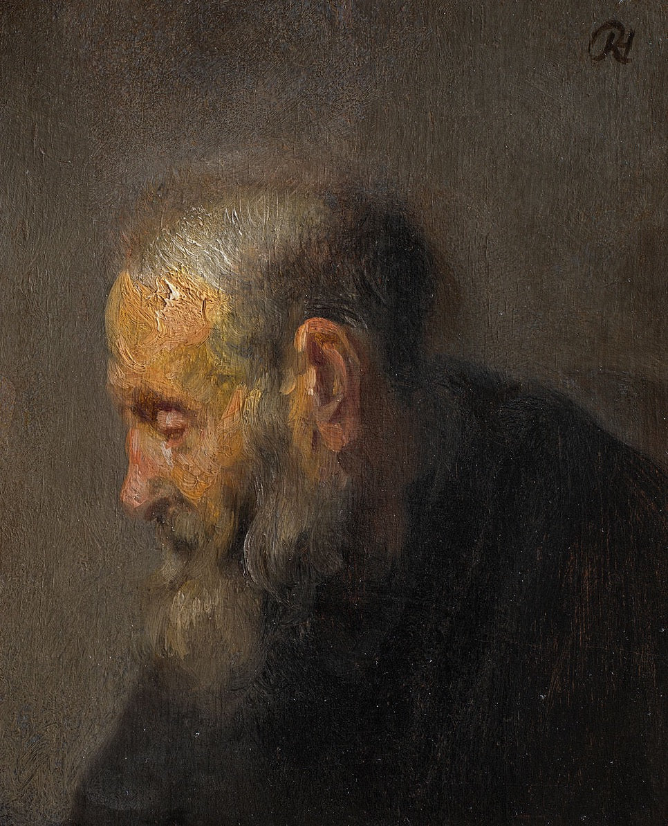 Oil Study of an Old Man II Painting by Rembrandt Oil on Canvas Reproduction by Blue Surf Art