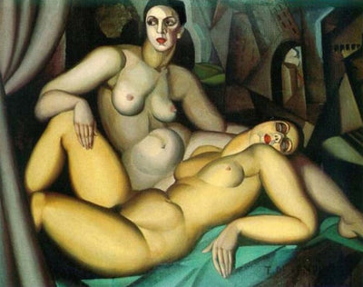 The Two Friends Painting by Tamara de Lempicka Reproduction Wall Art - Blue Surf Art