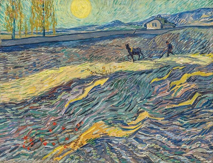 Enclosed Field With Ploughman by Van Gogh Reproduction for Sale - Blue Surf Art