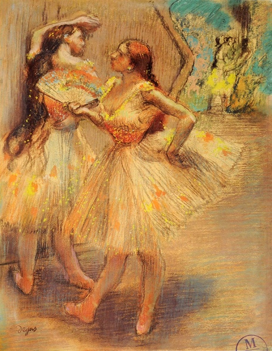Dancer with a Fan Painting by Edgar Degas Reproduction Oil on Canvas - blue surf art .com