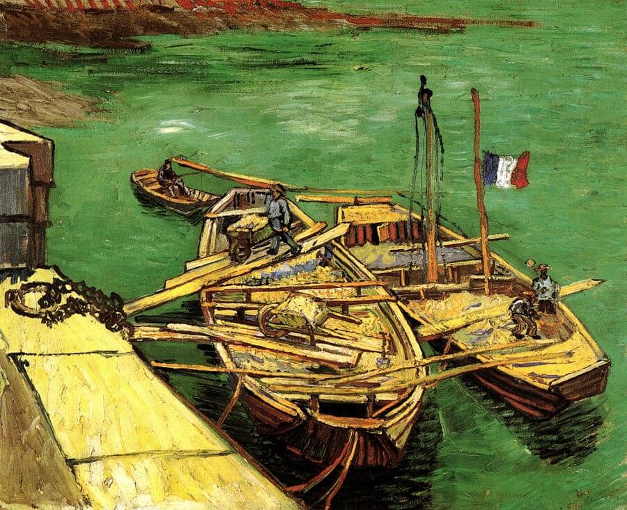 Barges on the Rhone River, 1888 by Van Gogh Reproduction for Sale - Blue Surf Art
