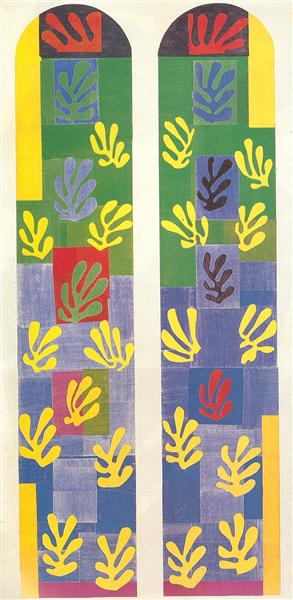 Stained Glass Window Window of the abside of the Rosary Chapel Painting by Henri Matisse Oil on Canvas Reproduction by blue surf art