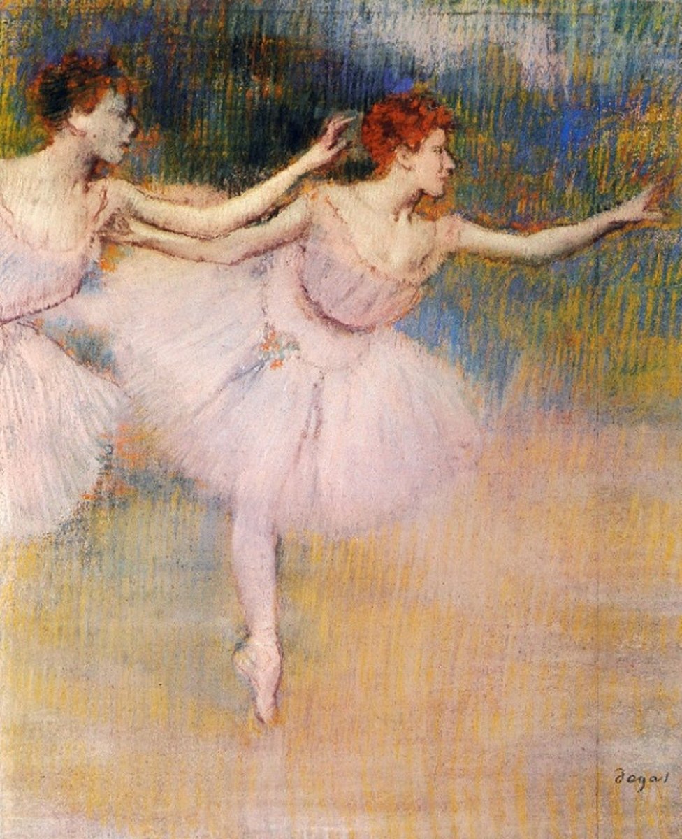 Danseuses roses Painting by Edgar Degas Reproduction Oil on Canvas - blue surf art .com