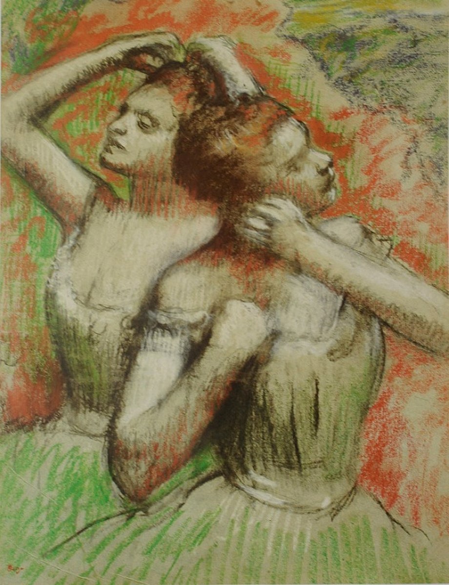 Danseuses rajustant leur coiffure Painting by Edgar Degas Reproduction Oil on Canvas
