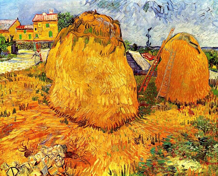 Haystacks in Provence, 1888 by Van Gogh Reproduction for Sale - Blue Surf Art