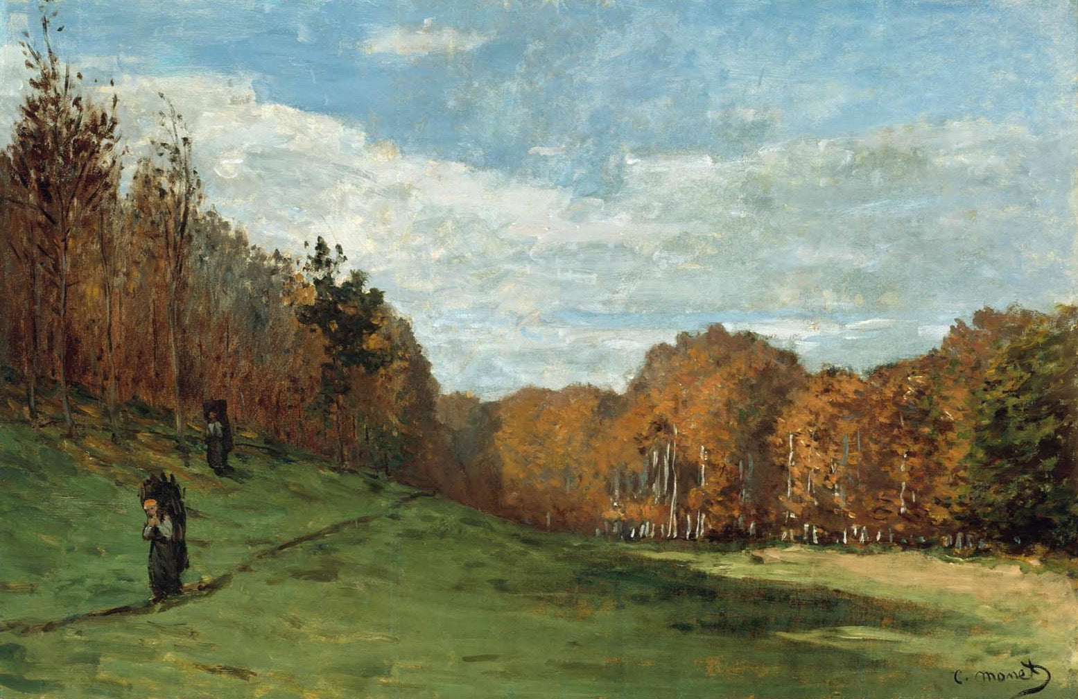 Woodgatherers at the Edge of the Forest by Claude Monet. Masterpiece, reproduction by Blue Surf Art