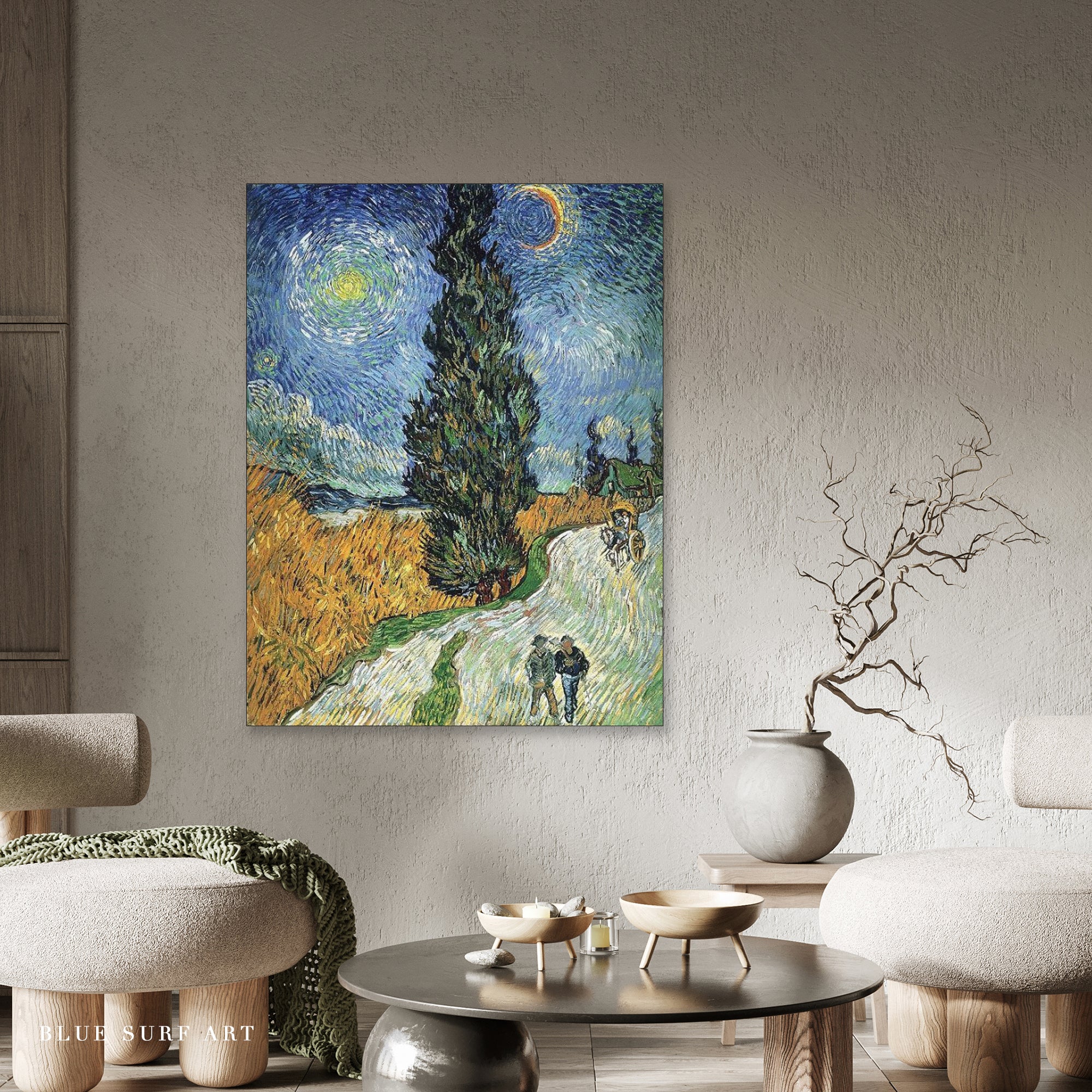 Road with Cypress and Star, 1890 by Van Gogh Reproduction for Sale - Blue Surf ArtRoad with Cypress and Star, 1890 by Van Gogh Reproduction for Sale - Blue Surf Art