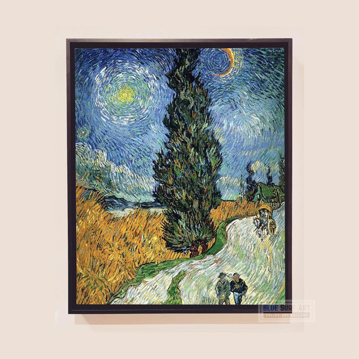 Road with Cypress and Star, 1890 by Van Gogh Reproduction for Sale - Blue Surf Art