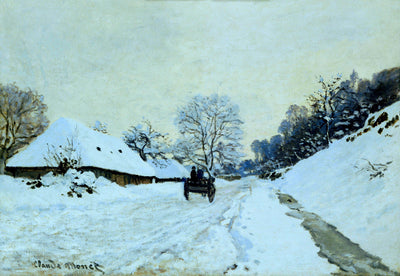 Cart on the Snow Covered Road with Saint-Simeon Farm by Claude Monet