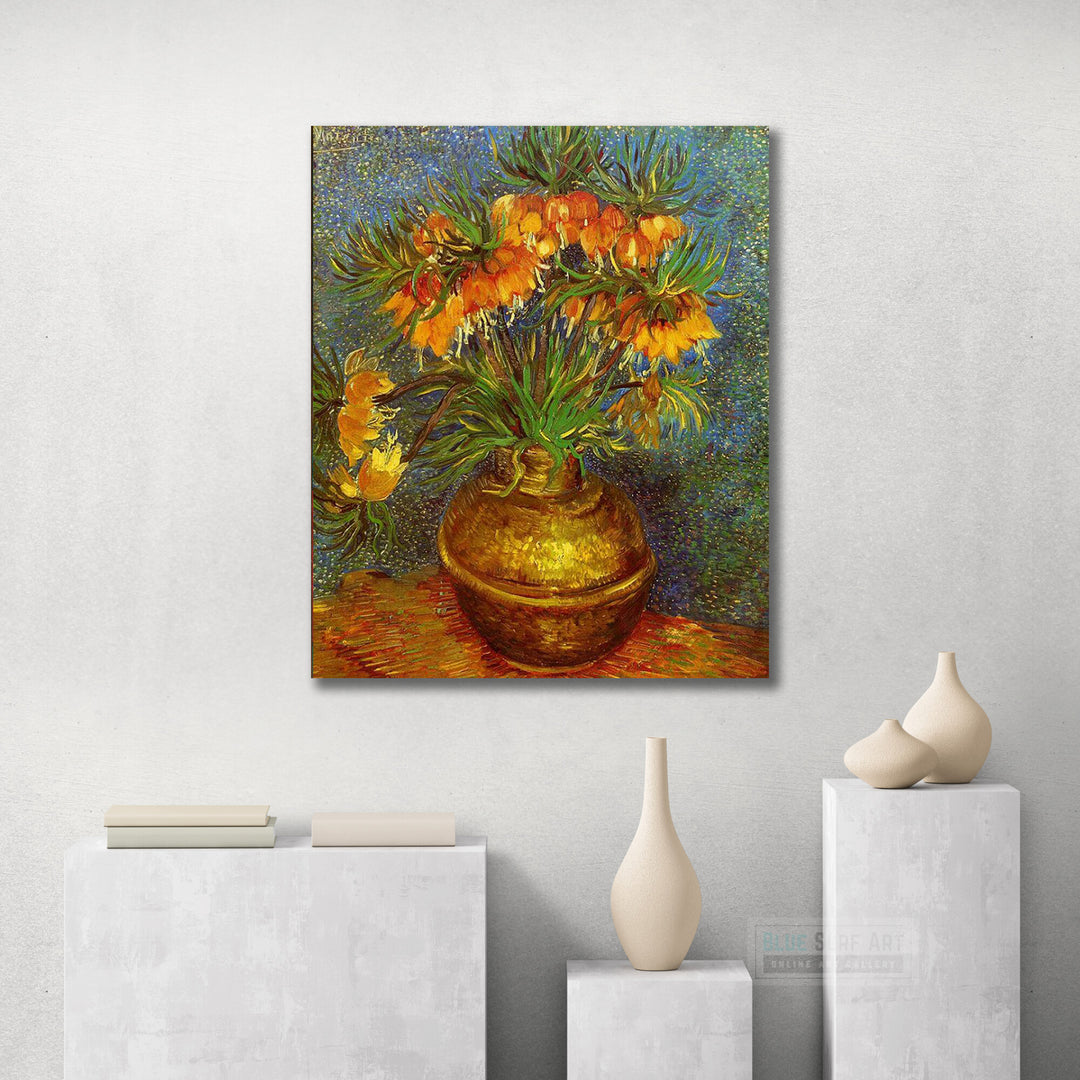 Fritillaries in a Copper Vas by Van Gogh Reproduction for Sale - Blue Surf Art