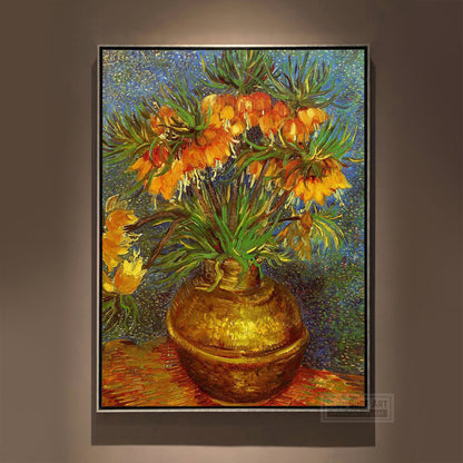 Fritillaries in a Copper Vas by Van Gogh Reproduction for Sale - Blue Surf Art