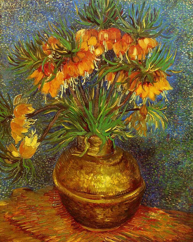 Fritillaries in a Copper Vas by Van Gogh Reproduction for Sale - Blue Surf Art