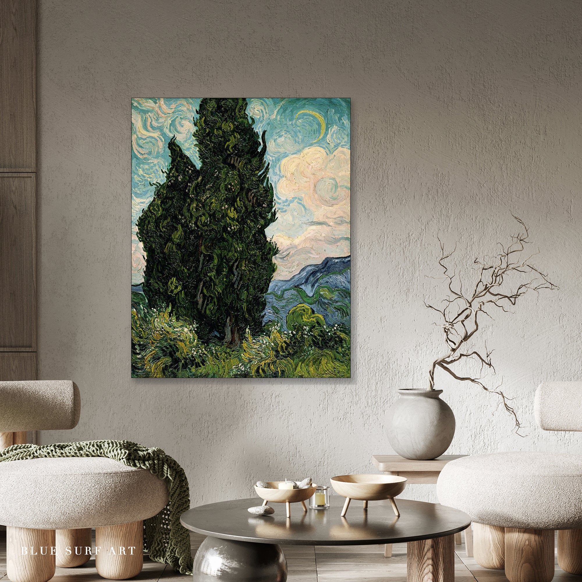 Cypresses by Van Gogh Reproduction for Sale - Blue Surf Art