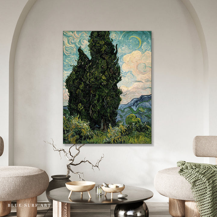 Cypresses by Van Gogh Reproduction for Sale - Blue Surf Art
