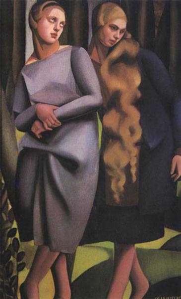Irene and Her Sister Painting by Tamara de Lempicka Reproduction Wall Art - Blue Surf Art