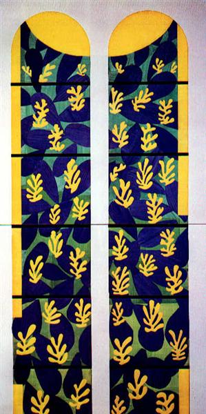 Tree of Life' Stained Glass behind the Altar in the Chapel of the Rosary at Vence Painting by Henri Matisse Oil on Canvas Reproduction by blue surf art
