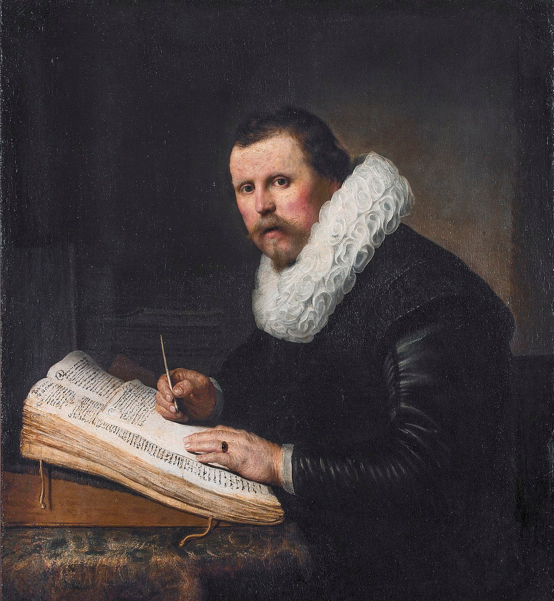 Portrait of a Man at a Writing Desk, possibly Jacob Bruyningh Painting by Rembrandt Oil on Canvas Reproduction