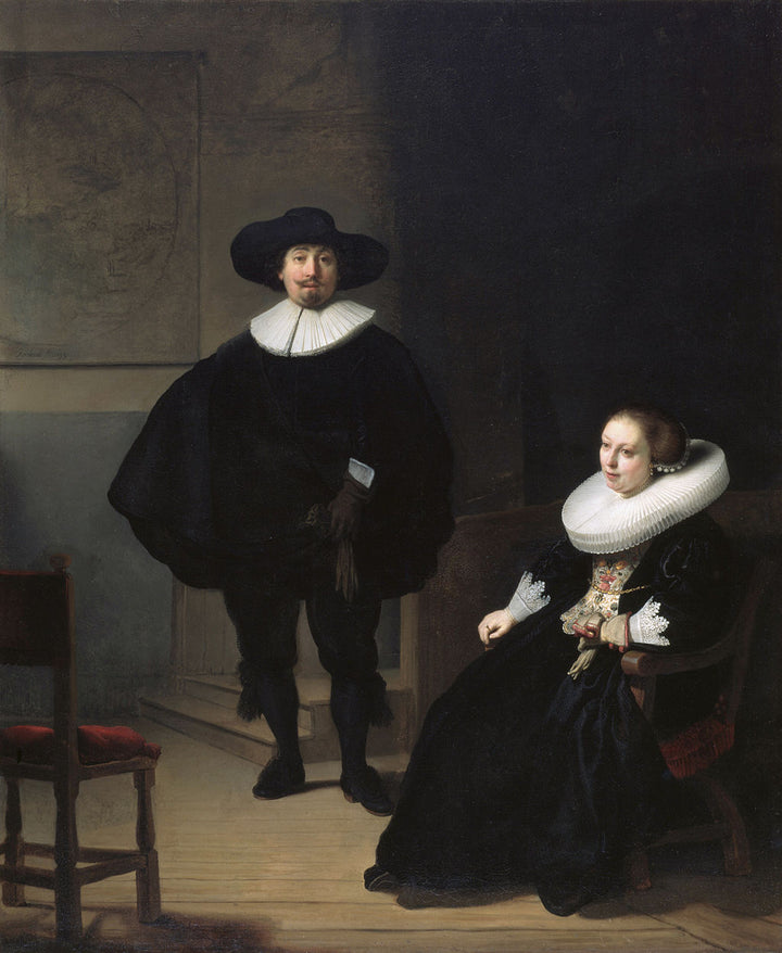 A Lady and Gentleman in Black Painting by Rembrandt Oil on Canvas Reproduction