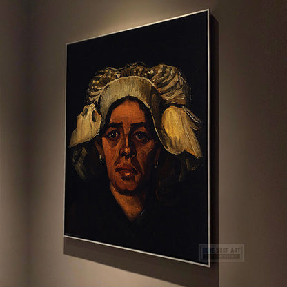 Head of a Peasant Woman with White Cap by Van Gogh Reproduction for Sale - Blue Surf Art