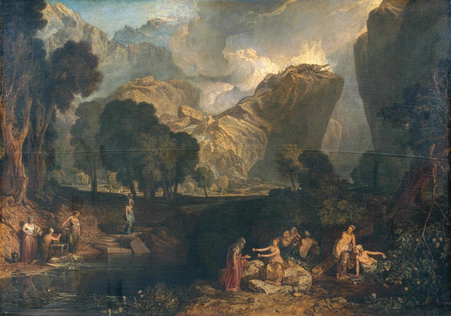 The Goddess of Discord Choosing the Apple of Contention in the Garden of the Hesperides by J. M. W. Turner. Seascape painting, Turner artworks, Turner canvas art, J. M. W. Turner oil painting, Turner reproduction for sale. Landscape paintings, Turner art decor, Turner oil painting on canvas, Blue Surf Art
