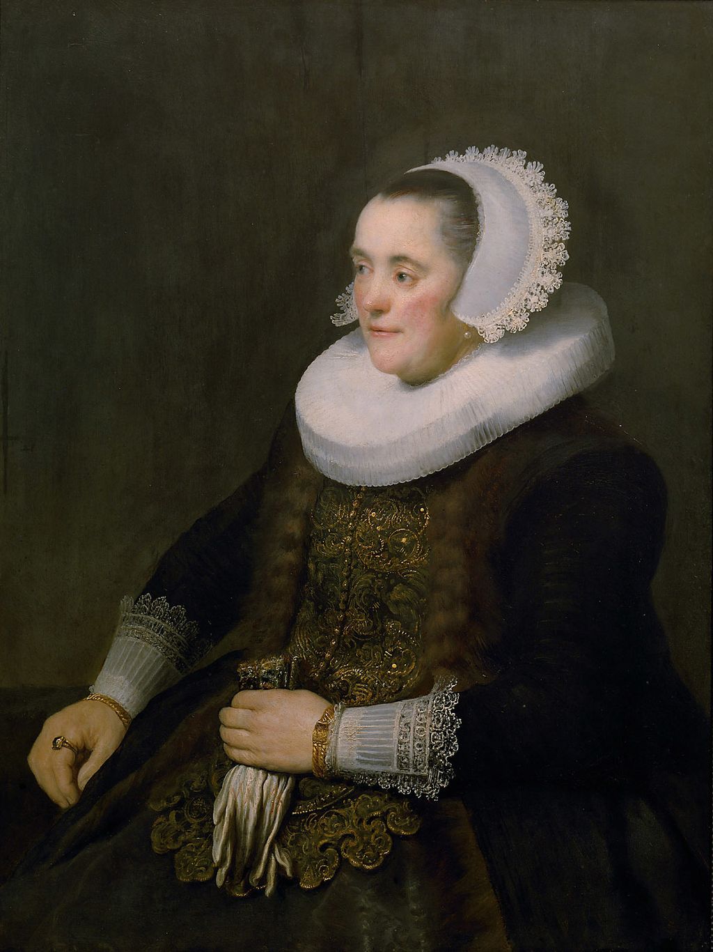 Portrait of a Woman Painting by Rembrandt Oil on Canvas Reproduction by Blue Surf Art