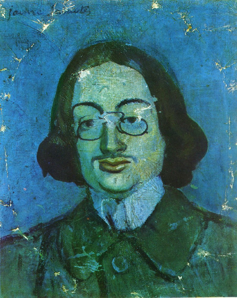 Portrait of Jaime Sabartes by Pablo Picasso.  Picasso artworks, Picasso wall art, Picasso canvas art, Picasso reproduction for sale, Picasso oil painting on canvas, Blue Surf Art