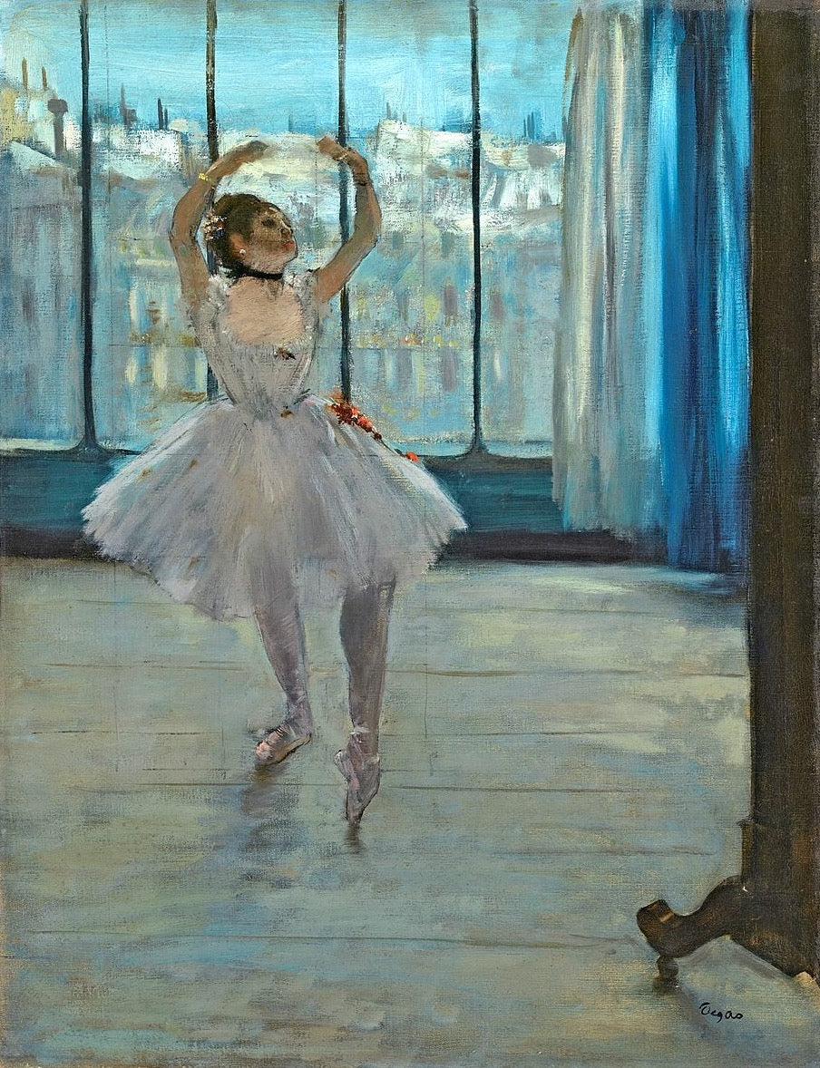 Dancer posing for a Photographer 1875 Painting by Edgar Degas Reproduction Oil on Canvas - blue surf art .com