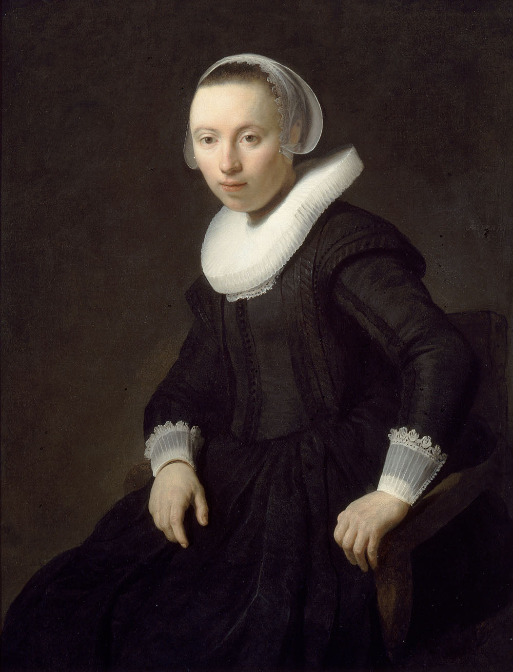 Portrait of a Woman Seated Painting by Rembrandt Oil on Canvas Reproduction by Blue Surf Art