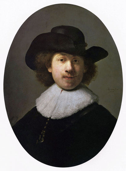Self-portrait as a Burger Painting by Rembrandt Oil on Canvas Reproduction by Blue Surf Art