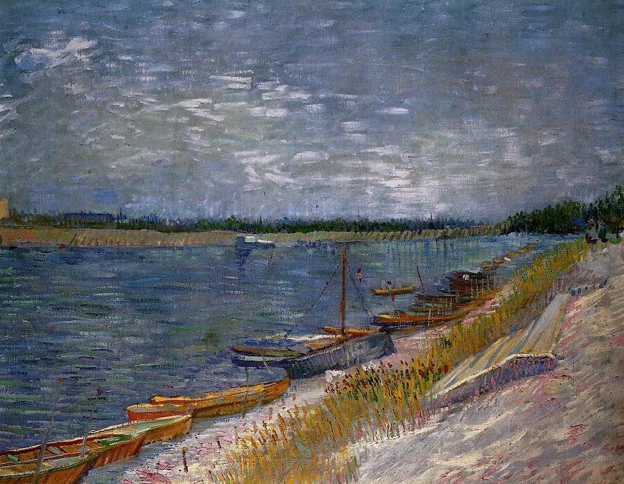 Moored Boats, 1887 by Van Gogh Reproduction for Sale - Blue Surf Art