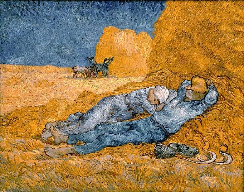 Noon - Rest from Work (after Millet), 1890 by Van Gogh Reproduction for Sale - Blue Surf Art