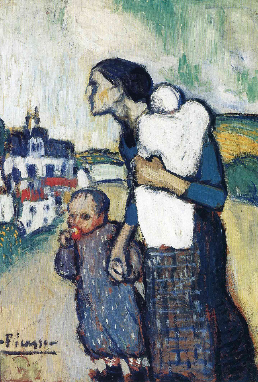 The mother leading two children by Pablo Picasso. Picasso artworks, Picasso wall art, Picasso canvas art, Picasso reproduction for sale, Picasso oil painting on canvas, Blue Surf Art