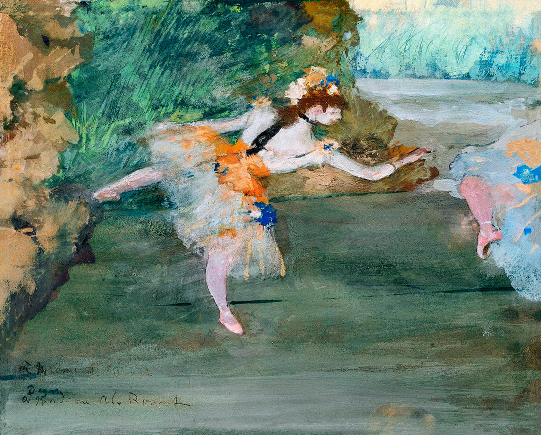 Ballet Dance on Stage Painting by Edgar Degas Reproduction Oil on Canvas. Blue Surf Art .com