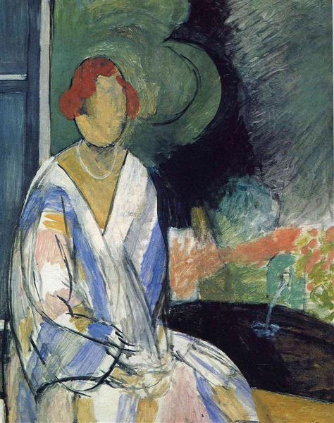 Woman at the Fountain Painting by Henri Matisse Oil on Canvas Reproduction blue surf art