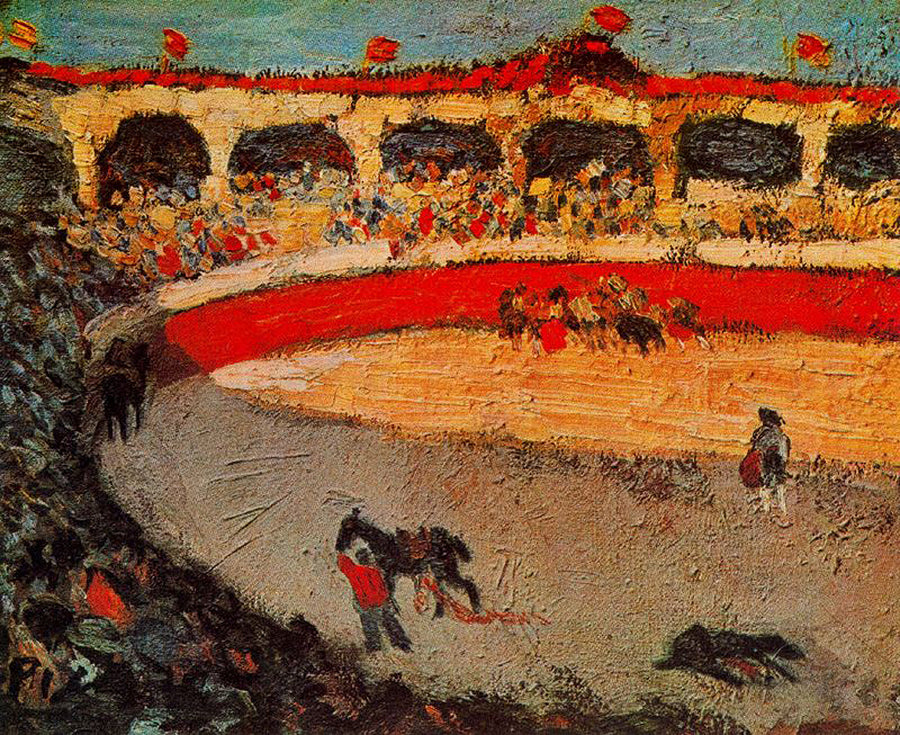 The corrida by Pablo Picasso. Picasso artworks, Picasso wall art, Picasso canvas art, Picasso reproduction for sale, Picasso oil painting on canvas, Blue Surf Art