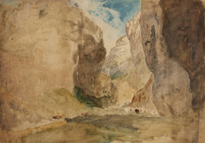 Gordale Scar by J. M. W. Turner. Seascape painting, Turner artworks, Turner canvas art, J. M. W. Turner oil painting, Turner reproduction for sale. Landscape paintings, Turner art decor, Turner oil painting on canvas, Blue Surf Art