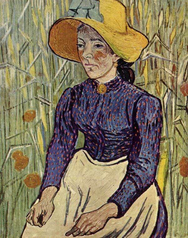 Peasant Woman Against a Background of Wheat, 1890 by Van Gogh Reproduction for Sale - Blue Surf Art