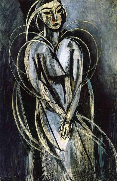 Madame Yvonne Landsberg Painting by Henri Matisse Oil on Canvas Reproduction blue surf art