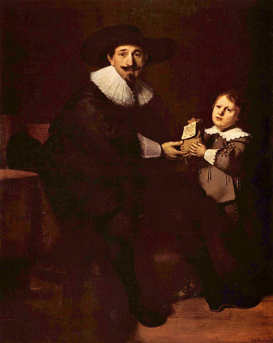 Portraits of Jean Pellicorne and his Son Casper Painting by Rembrandt Oil on Canvas Reproduction by Blue Surf Art