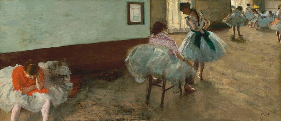 The Dance Lesson Painting by Edgar Degas Reproduction Oil on Canvas. Blue Surf Art