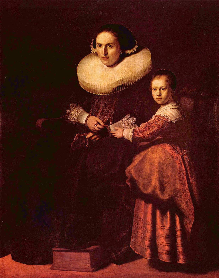Portraits of Susanna van Collen and her Daughter Anna Painting by Rembrandt Oil on Canvas Reproduction