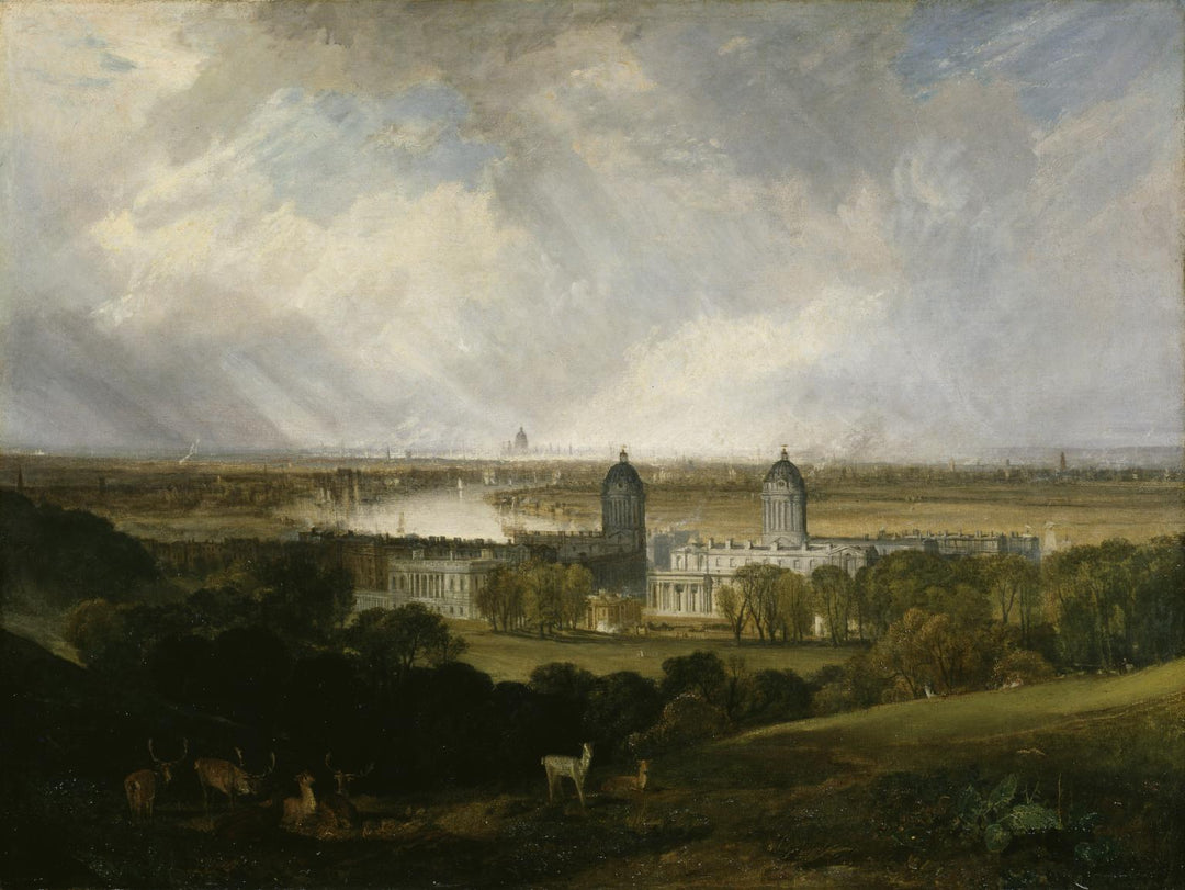 London from Greenwich Park by J. M. W. Turner. Seascape painting, Turner artworks, Turner canvas art, J. M. W. Turner oil painting, Turner reproduction for sale. Landscape paintings, Turner art decor, Turner oil painting on canvas, Blue Surf Art