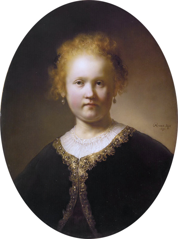 Bust of a Young Woman Painting by Rembrandt Oil on Canvas Reproduction by Blue Surf Art
