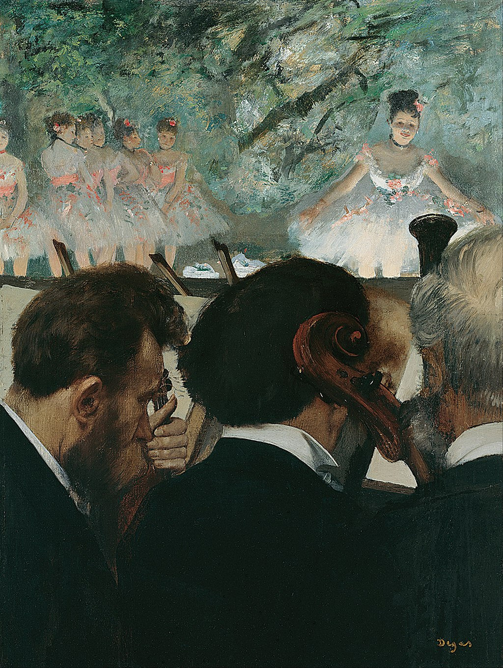 Orchestra Musicians Painting by Edgar Degas Reproduction Oil on Canvas. Blue Surf Art .com