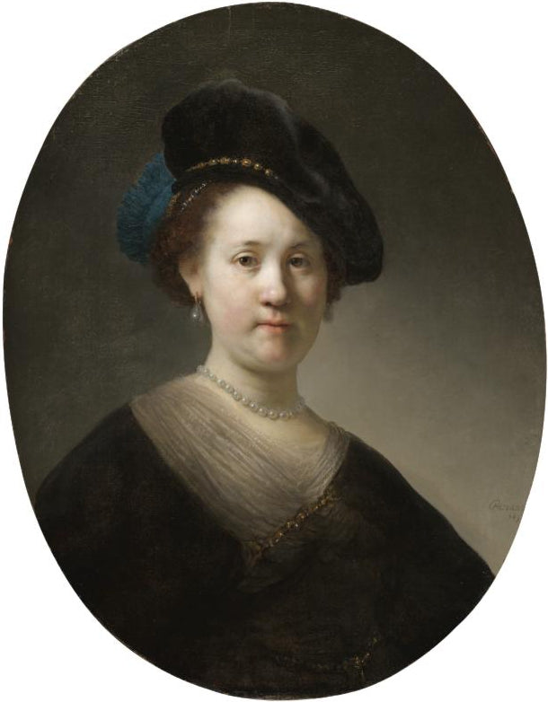 Bust of a Young Woman in a Cap Painting by Rembrandt Oil on Canvas Reproduction by Blue Surf Art