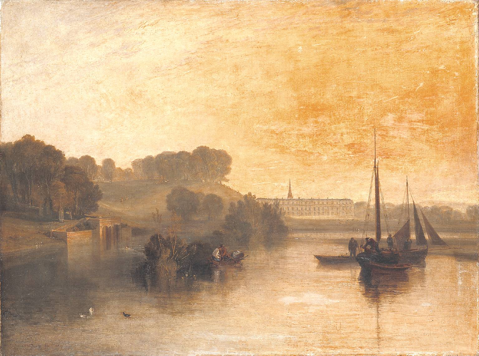 Petworth, Sussex, the Seat of the Earl of Egremont, Dewy Morning by J. M. W. Turner. Seascape painting, Turner artworks, Turner canvas art, J. M. W. Turner oil painting, Turner reproduction for sale. Landscape paintings, Turner art decor, Turner oil painting on canvas, Blue Surf Art